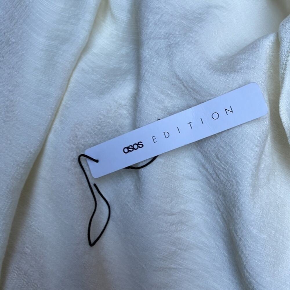 NWT ASOS EDITION Smock Peasant Midi Dress Womens O Cream - Picture 16 of 16